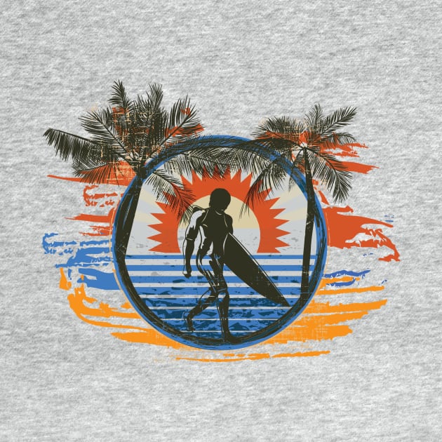 Summer Sun Surfing Beach Palm Trees by ddtk